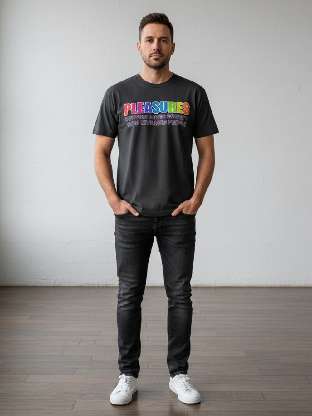 Pleasures Civilized Cotton Graphic T-Shirt Black Med